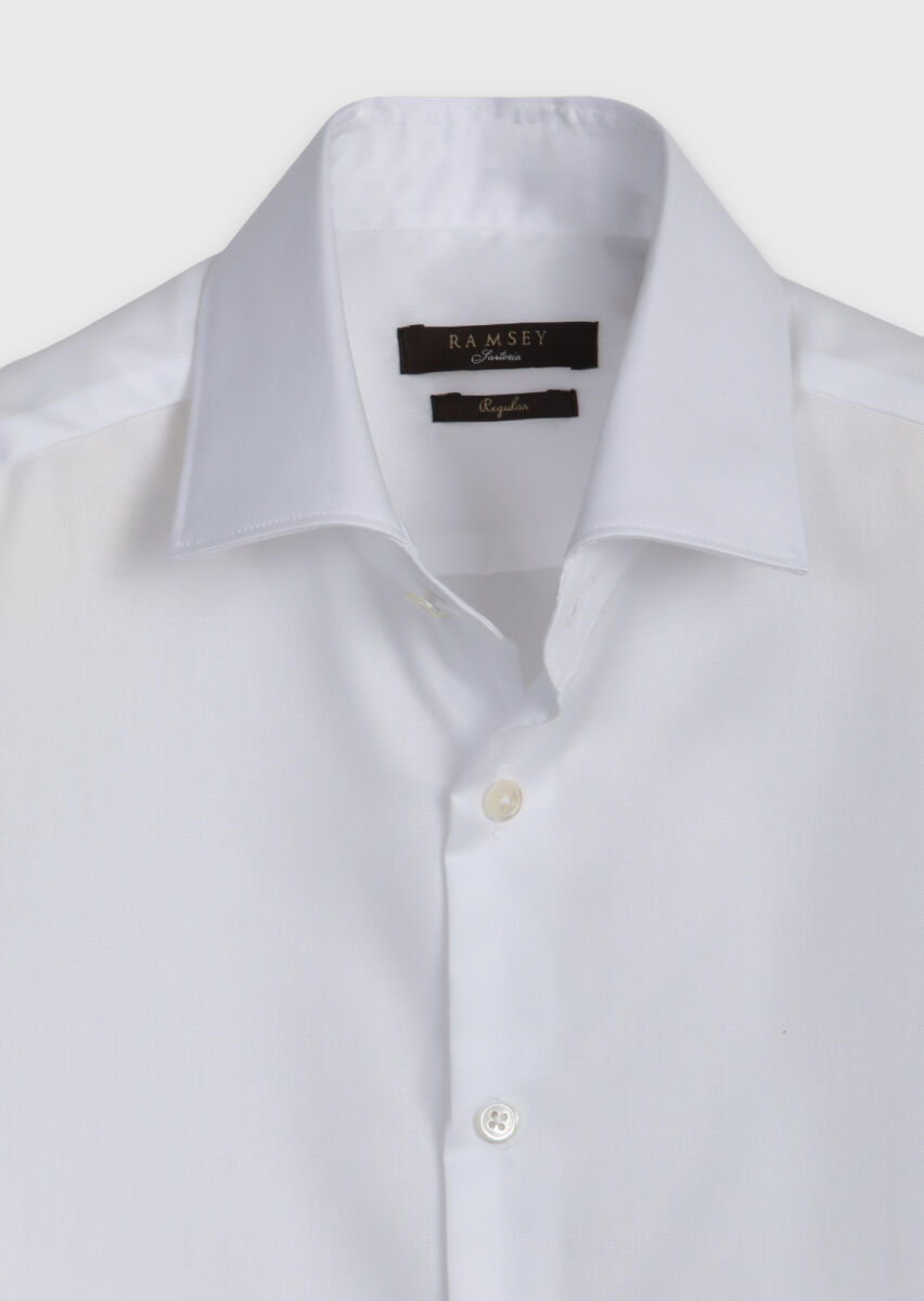 White Plain Regular Fit Non Iron Long Weaving Classical 100% Cotton Shirt - 7