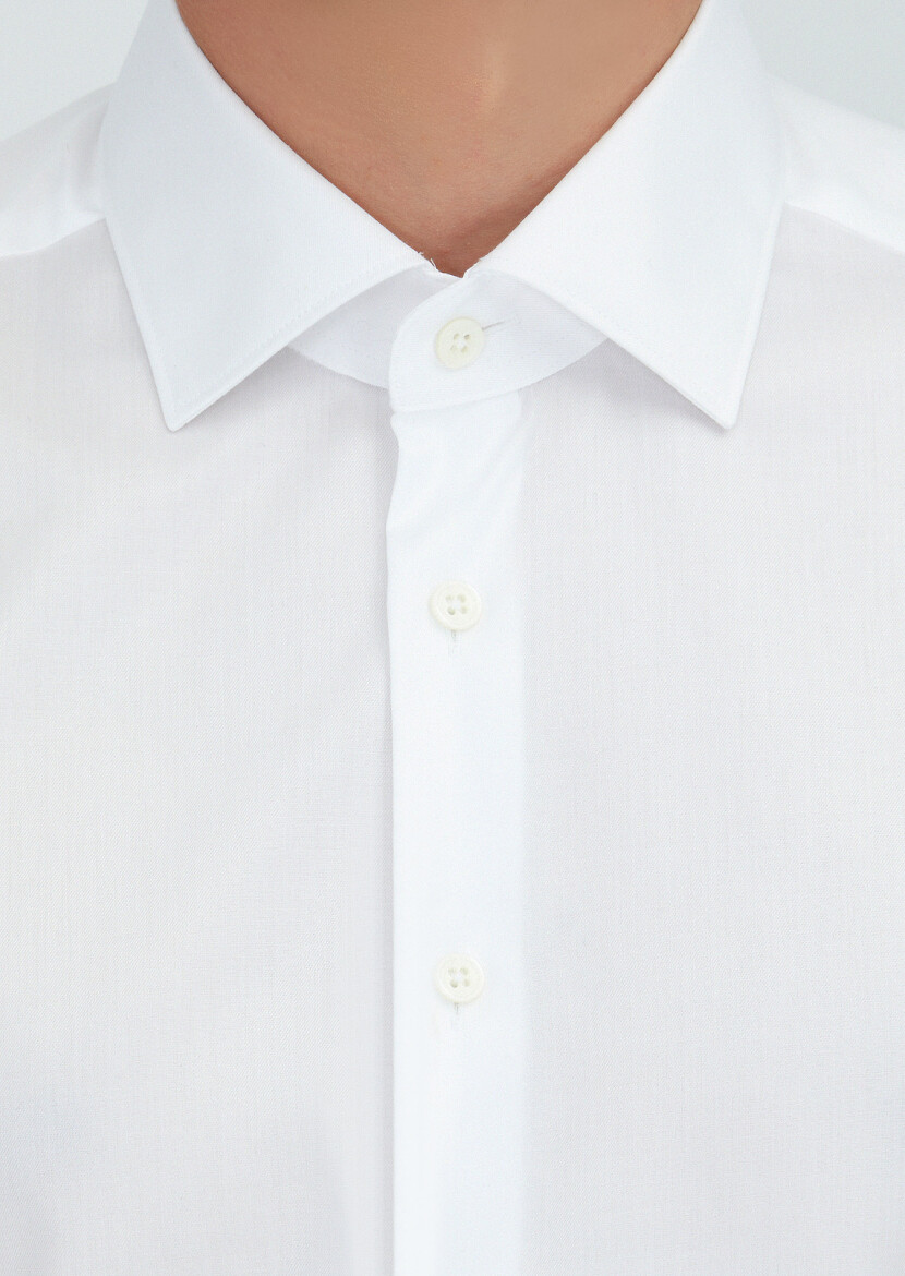 White Plain Regular Fit Non Iron Weaving Classical 100% Cotton Shirt - 4
