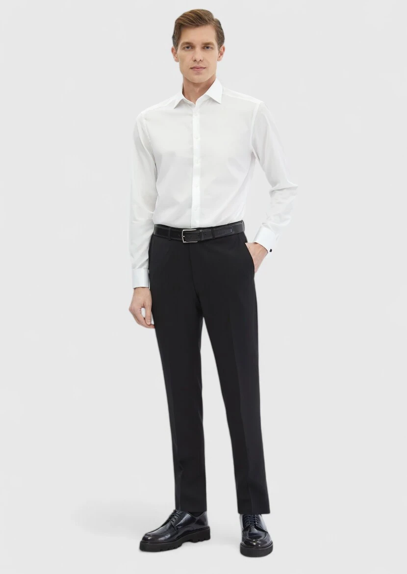 White Plain Regular Fit Non Iron Weaving Classical 100% Cotton Shirt - RAMSEY