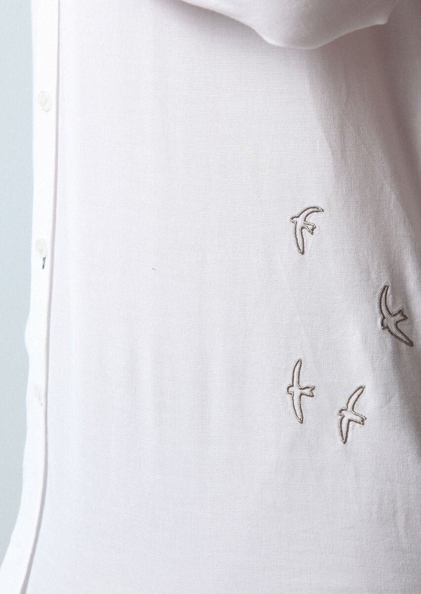 White Plain Regular Fit Weaving Casual 100% Cotton Shirt - 2