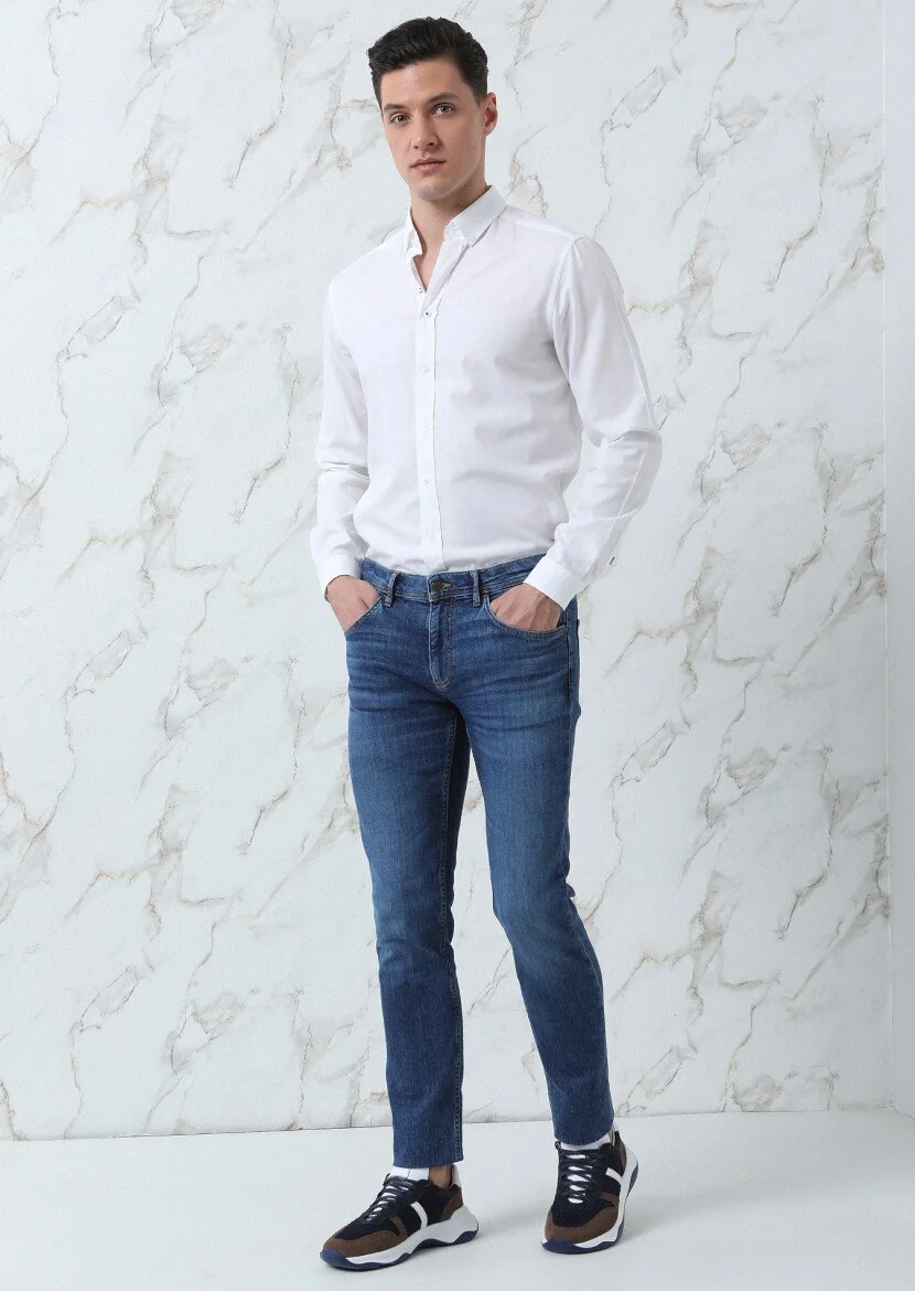 White Plain Regular Fit Weaving Casual 100% Cotton Shirt - 3