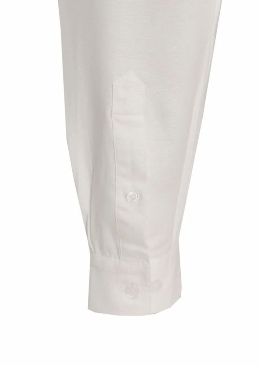 White Plain Regular Fit Weaving Casual Cotton Blended Shirt - 4