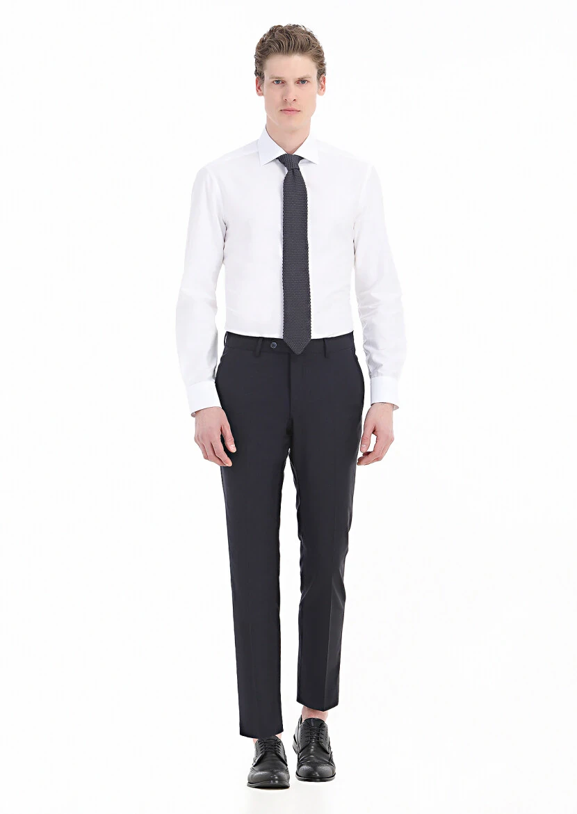 White Plain Regular Fit Weaving Classical 100% Cotton Shirt - 1