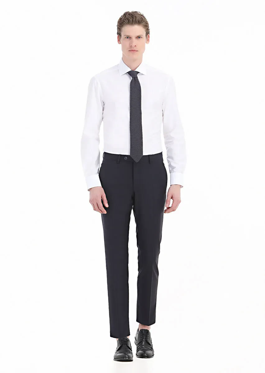 White Plain Regular Fit Weaving Classical 100% Cotton Shirt - 1