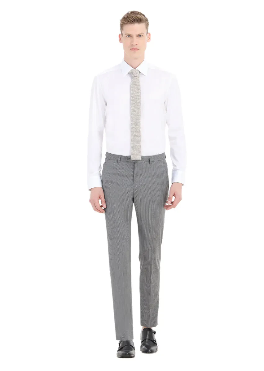 White Plain Regular Fit Weaving Classical 100% Cotton Shirt - 1