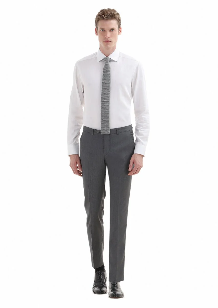 White Plain Regular Fit Weaving Classical 100% Cotton Shirt - 1
