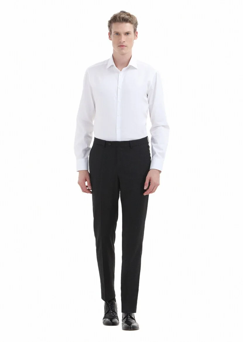 White Plain Regular Fit Weaving Classical 100% Cotton Shirt - 2