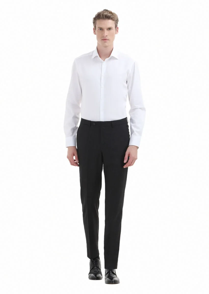 White Plain Regular Fit Weaving Classical 100% Cotton Shirt - 2