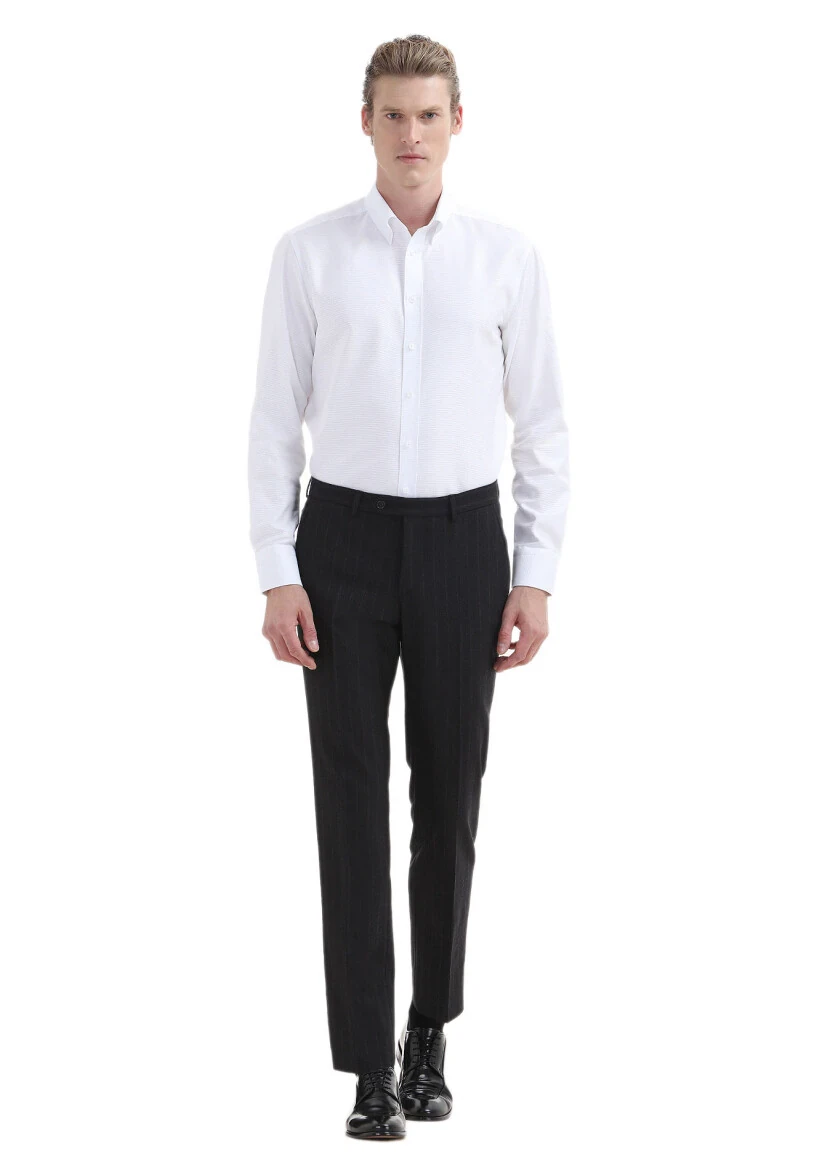 White Plain Regular Fit Weaving Classical 100% Cotton Shirt 