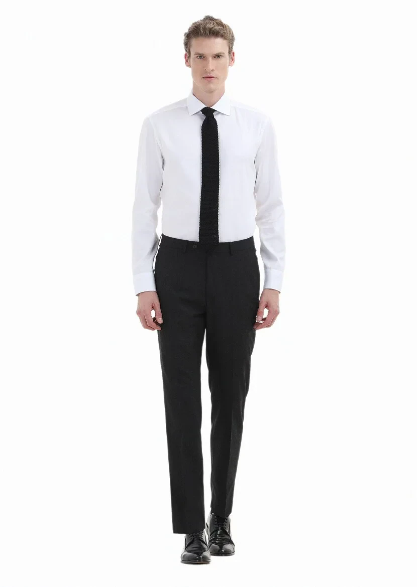 White Plain Regular Fit Weaving Classical 100% Cotton Shirt 