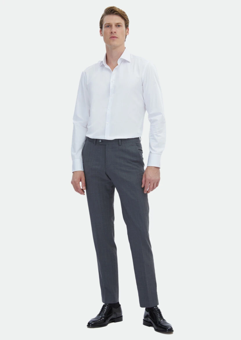 White Plain Regular Fit Weaving Classical 100% Cotton Shirt - RAMSEY