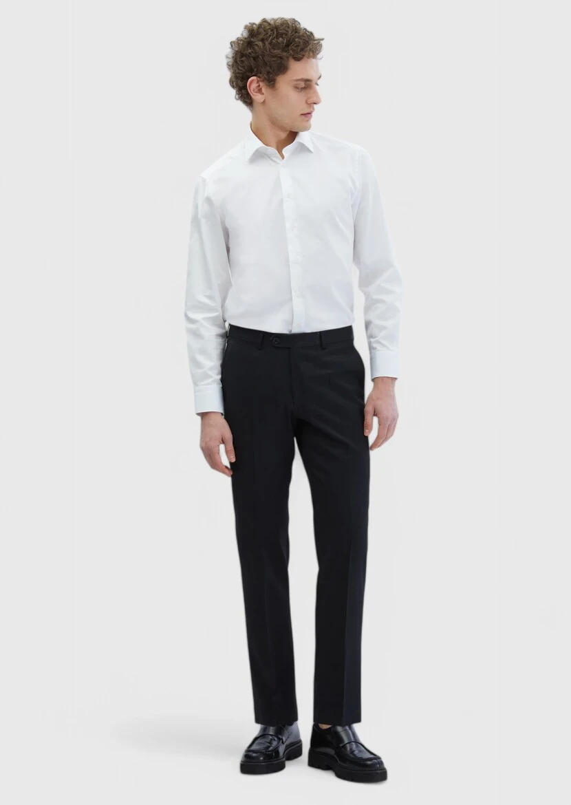 White Plain Regular Fit Weaving Classical 100% Cotton Shirt - RAMSEY