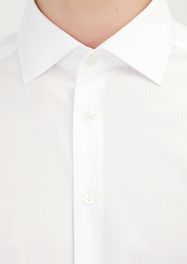 White Plain Regular Fit Weaving Classical 100% Cotton Shirt - 4