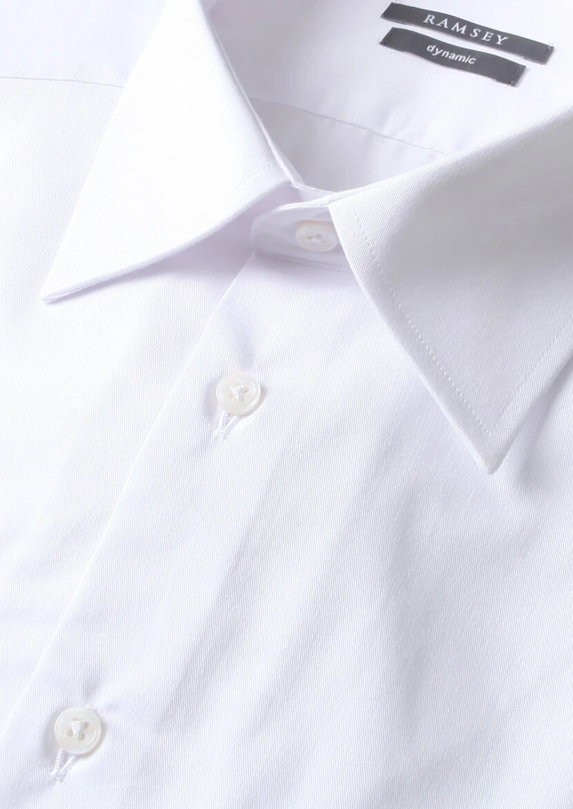 White Plain Regular Fit Weaving Classical Cotton Blended Shirt - 2