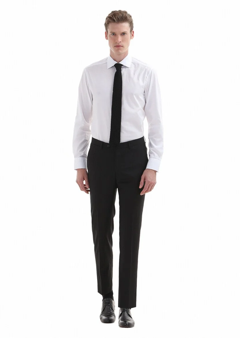 White Plain Regular Fit Weaving Classical Cotton Blended Shirt - 1