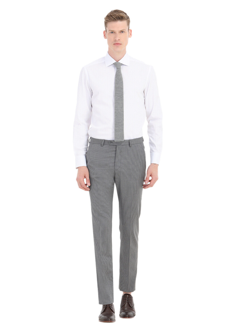 White Plain Regular Fit Weaving Classical Cotton Blended Shirt 