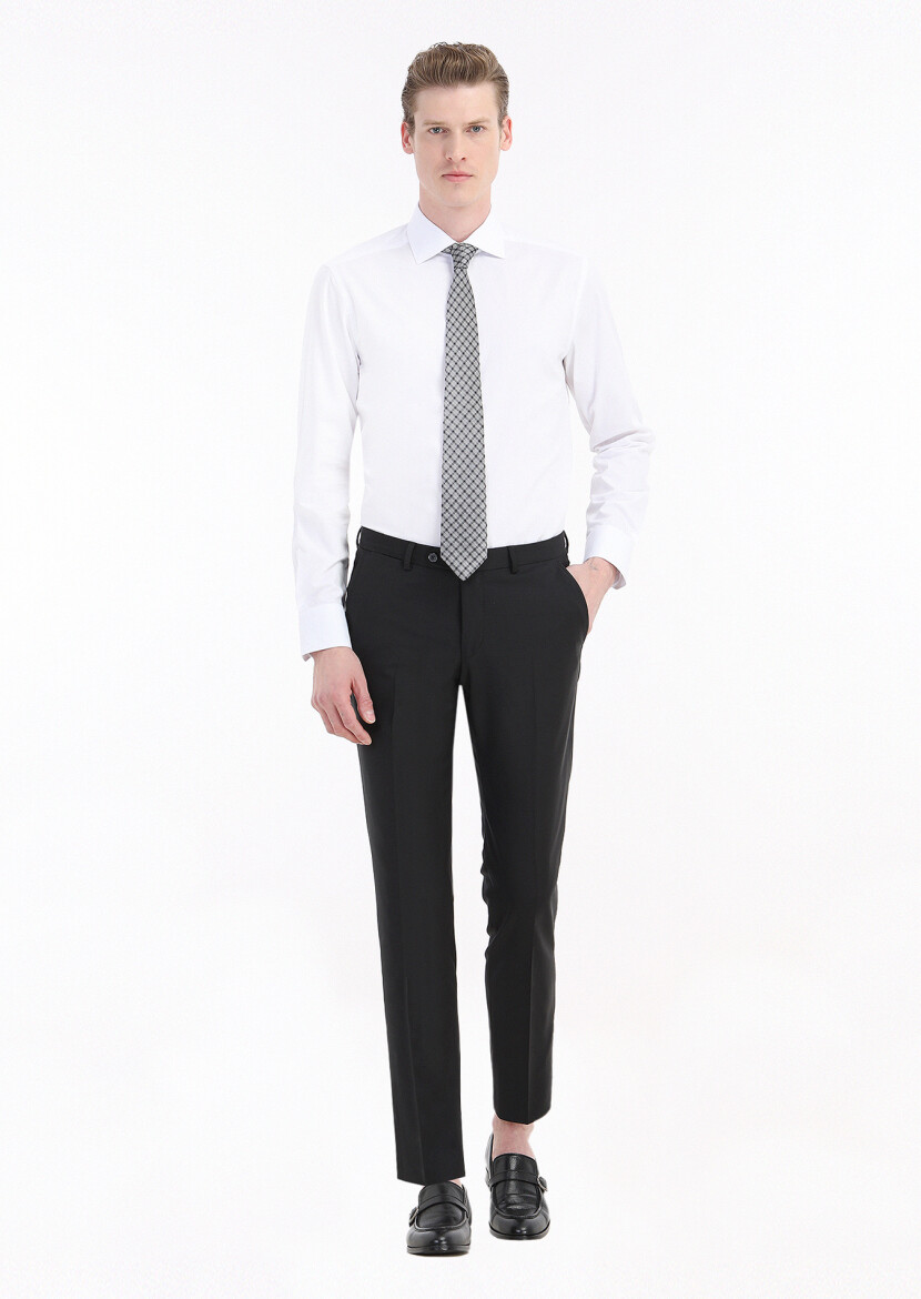 White Plain Regular Fit Weaving Classical Cotton Blended Shirt 