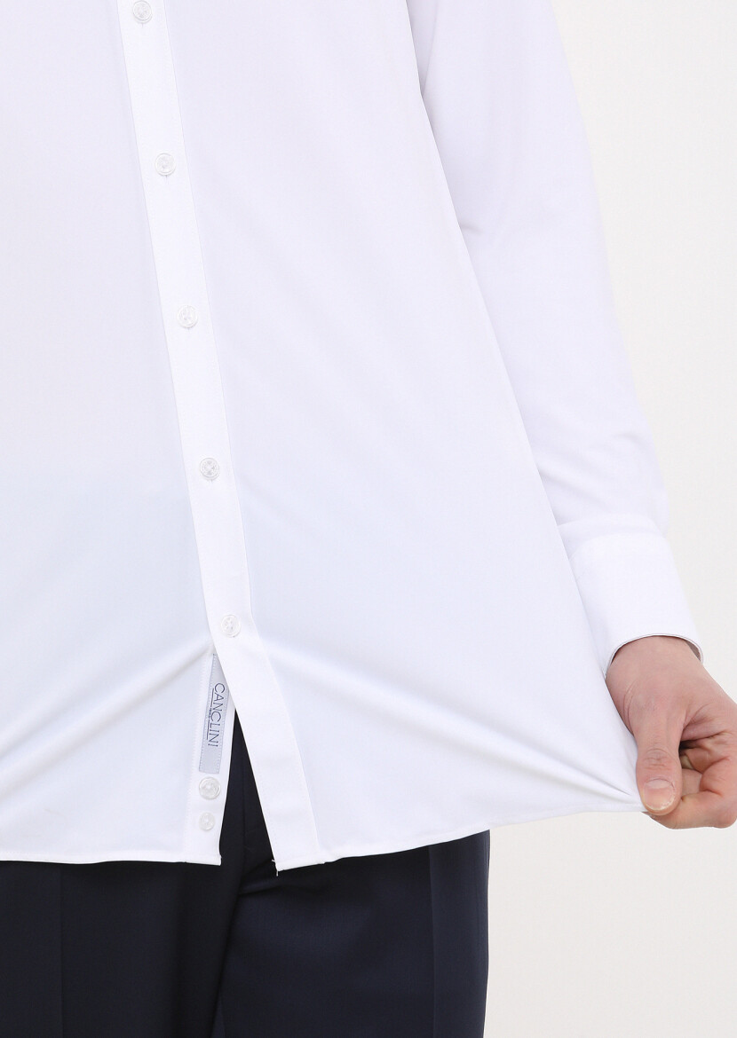 White Plain Regular Fit Weaving Classical Shirt - 5