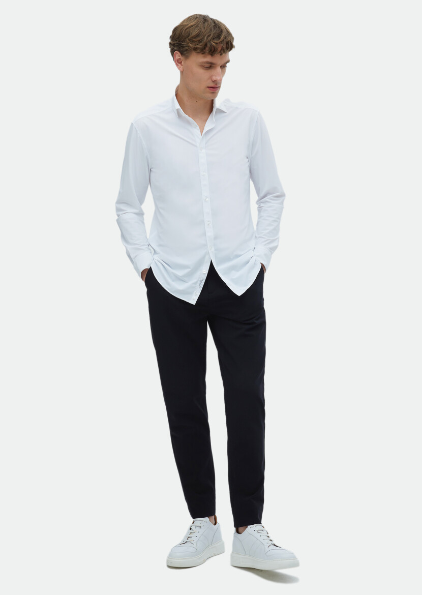 White Plain Regular Fit Weaving Classical Shirt - RAMSEY