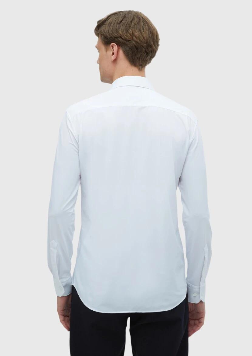 White Plain Regular Fit Weaving Classical Shirt - 6