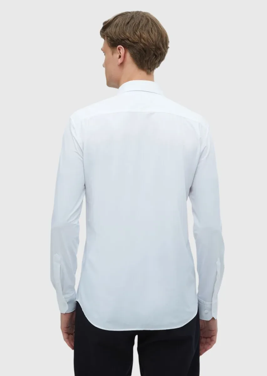 White Plain Regular Fit Weaving Classical Shirt - 6