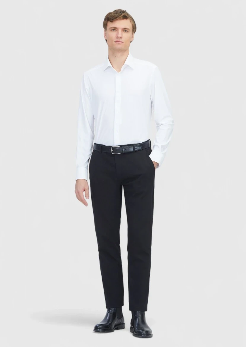 White Plain Regular Fit Weaving Classical Shirt - RAMSEY