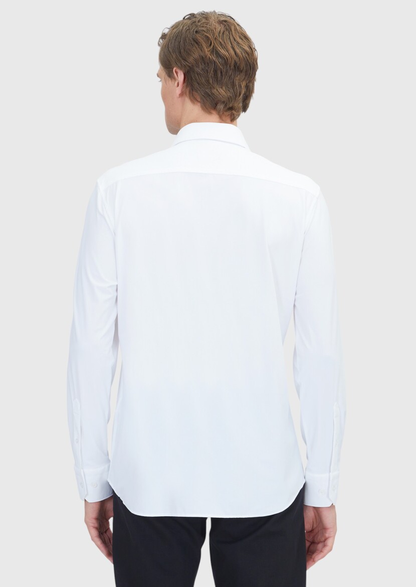 White Plain Regular Fit Weaving Classical Shirt - 6