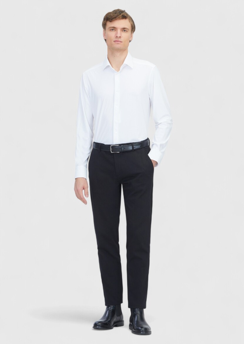 White Plain Regular Fit Weaving Classical Shirt 