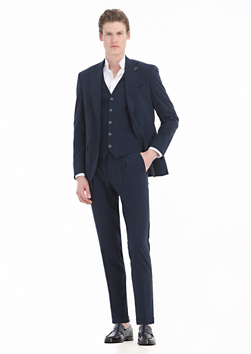 White Plain Slim Fit Long Weaving Classical Cotton Blended Shirt - 3