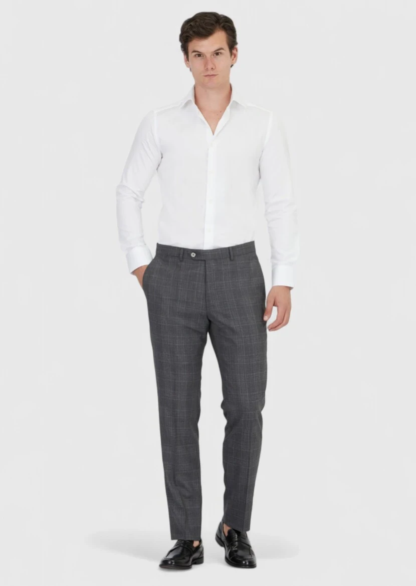 White Plain Slim Fit Weaving Classical 100% Cotton Shirt - RAMSEY