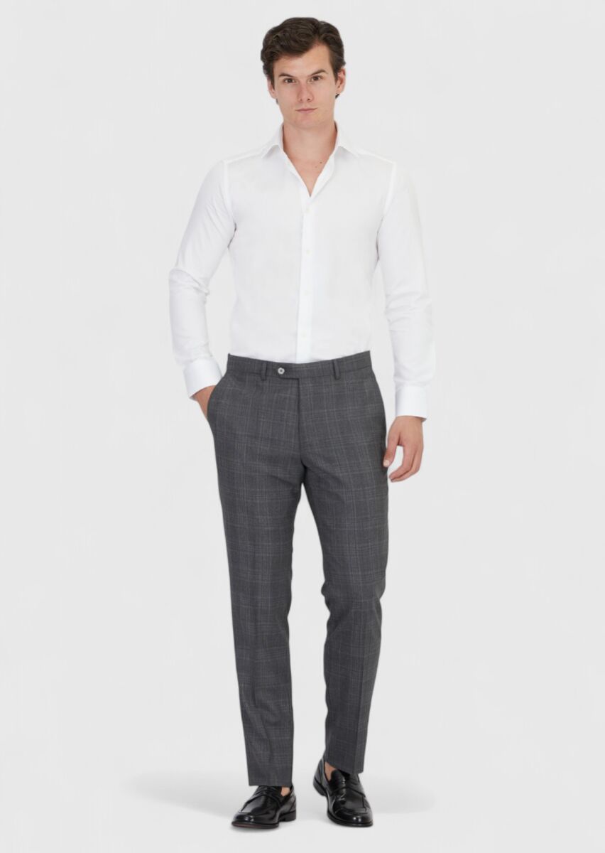 White Plain Slim Fit Weaving Classical 100% Cotton Shirt - 2