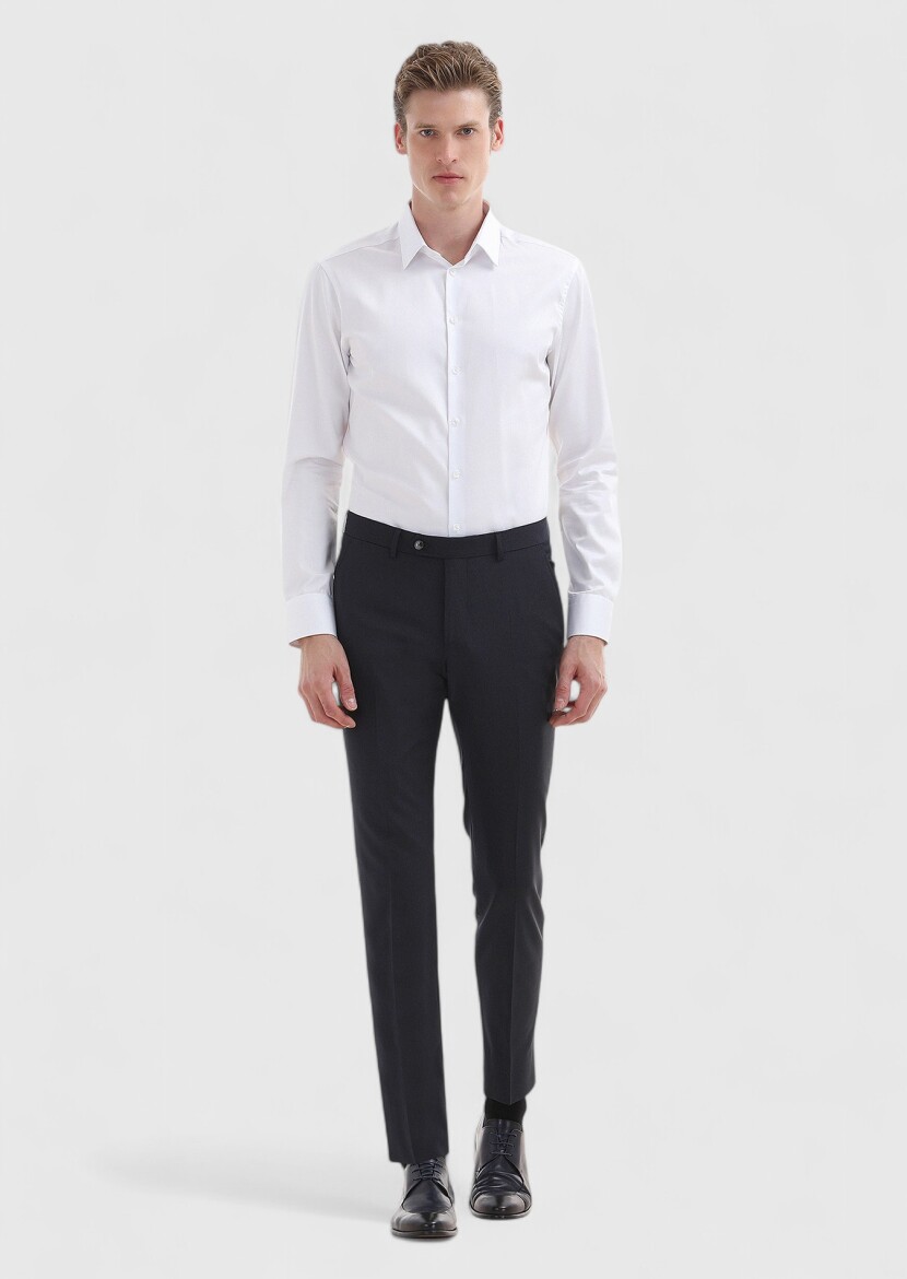 White Plain Super Slim Fit Weaving Classical 100% Cotton Shirt - RAMSEY