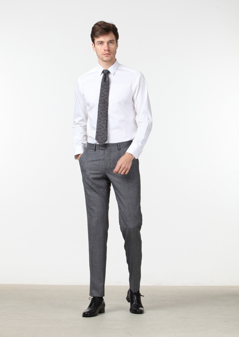 White Plain Super Slim Fit Weaving Classical 100% Cotton Shirt - RAMSEY