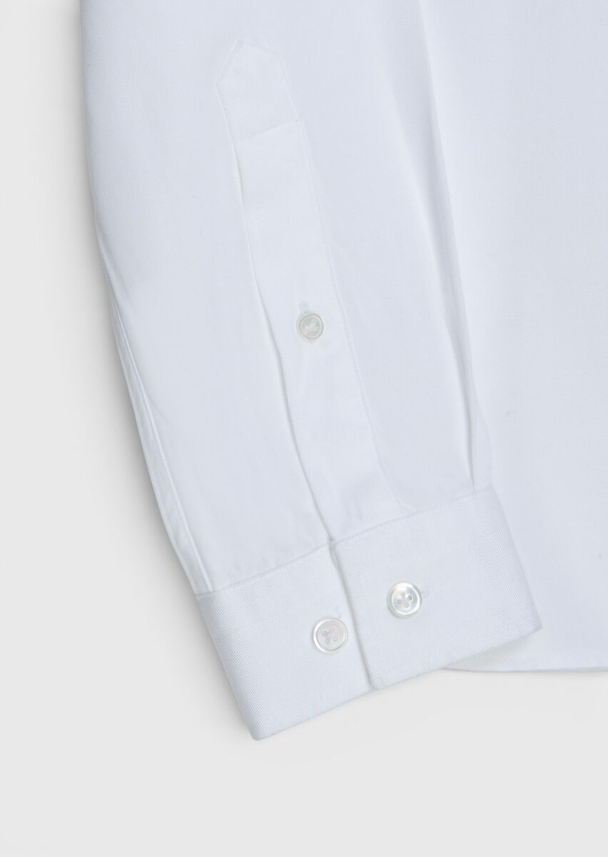 White Plain Weaving Casual Shirt - 6