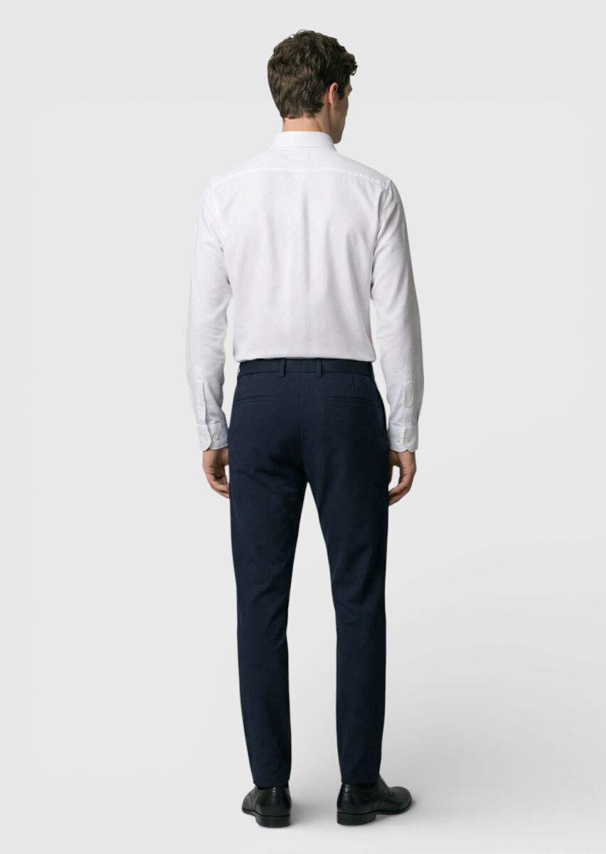 White Plain Weaving Casual Shirt - 3