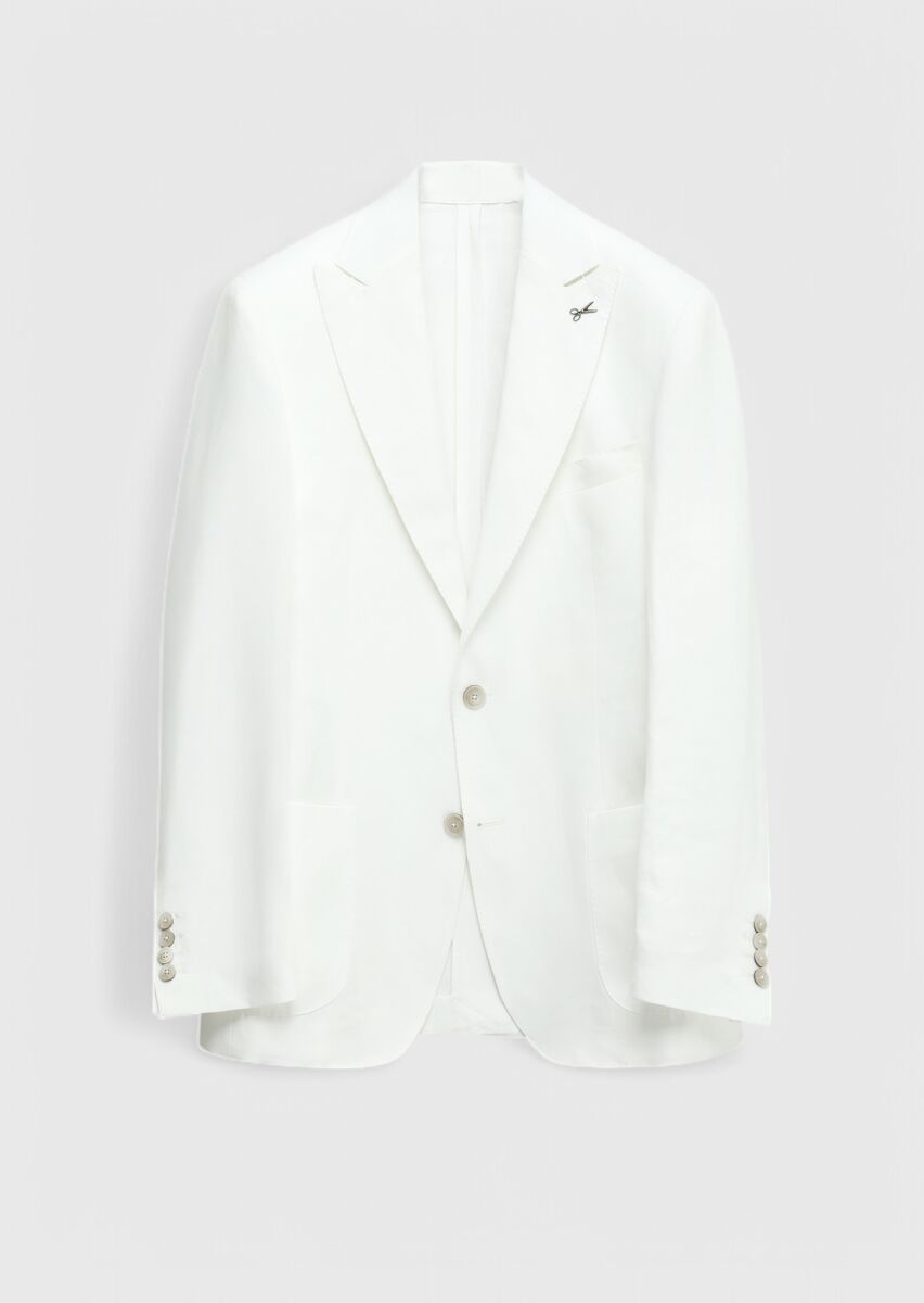 White Plain Zeroweight Slim Fit 100% Linen Suit - 7