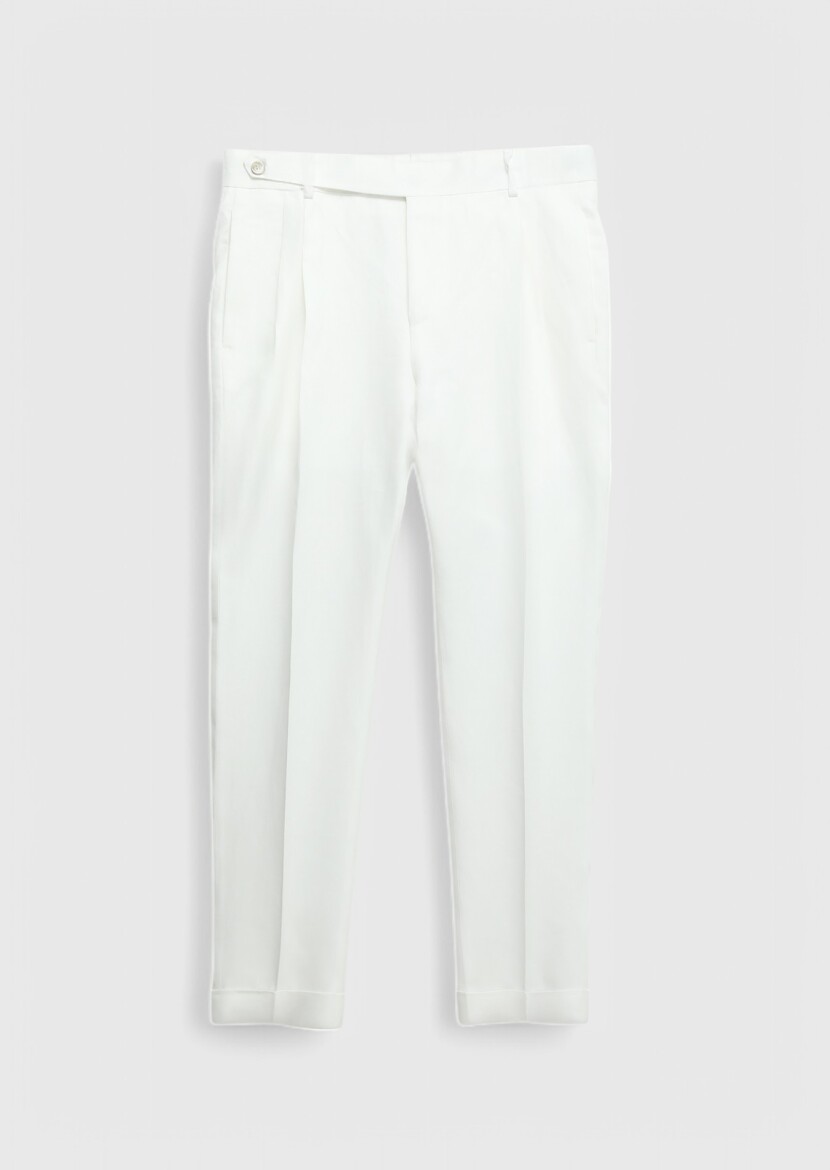 White Plain Zeroweight Slim Fit 100% Linen Suit - 8