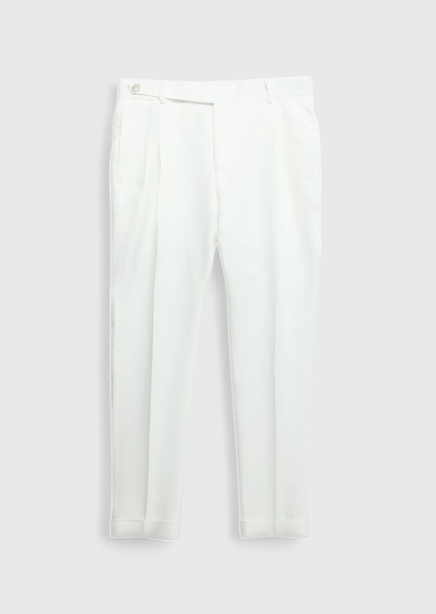 White Plain Zeroweight Slim Fit 100% Linen Suit - 8