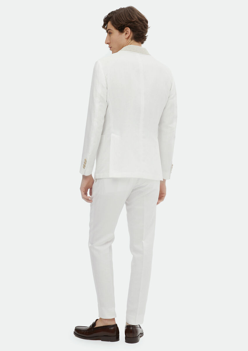 White Plain Zeroweight Slim Fit Cotton Blended Suit - 7