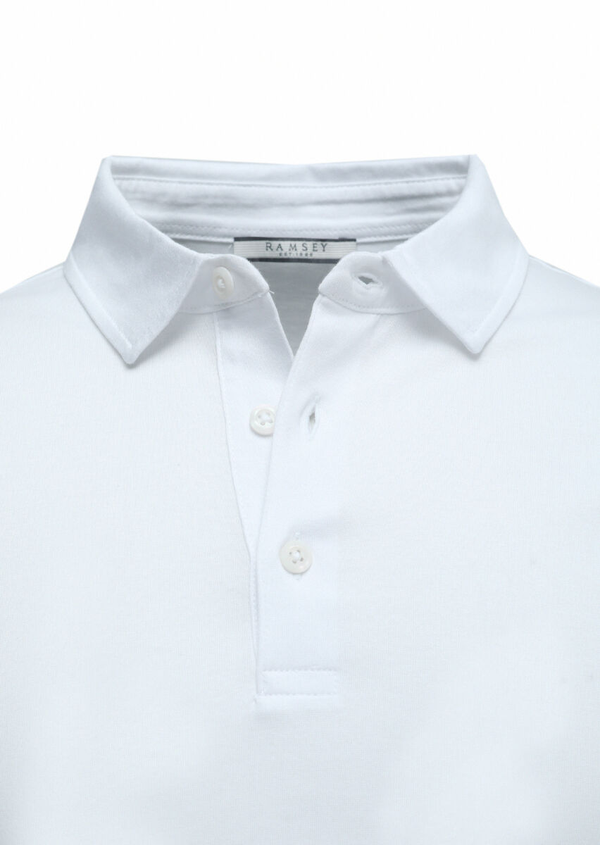White Polo Neck 100% Cotton T-Shirt - 2