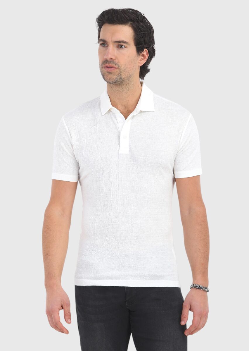 White Polo Neck T-Shirt - 2