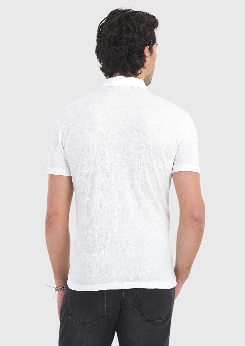White Polo Neck T-Shirt - 4