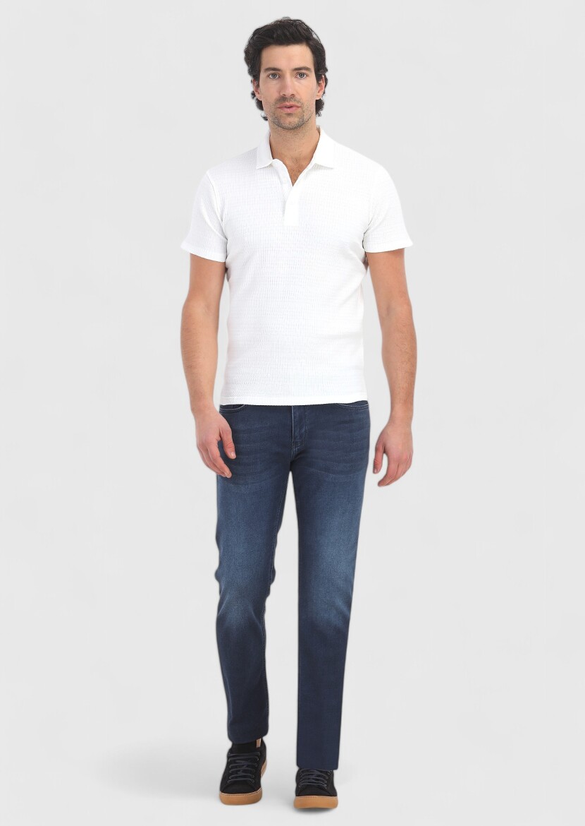 White Polo Neck T-Shirt - 1