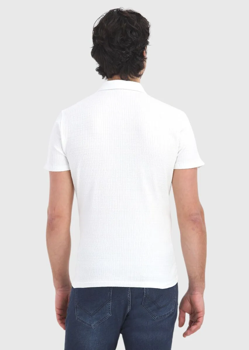 White Polo Neck T-Shirt - 4