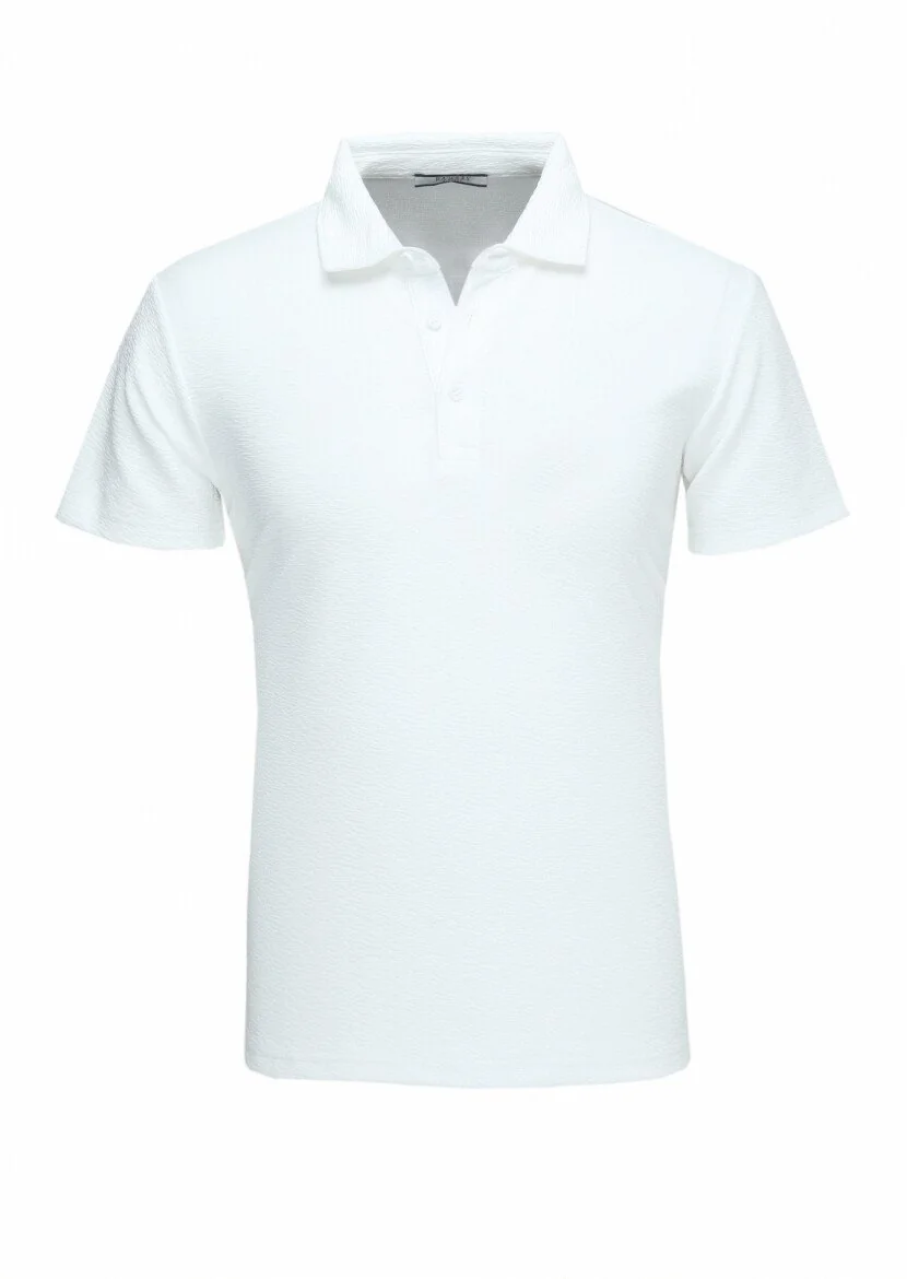 White Polo Neck T-Shirt - 1