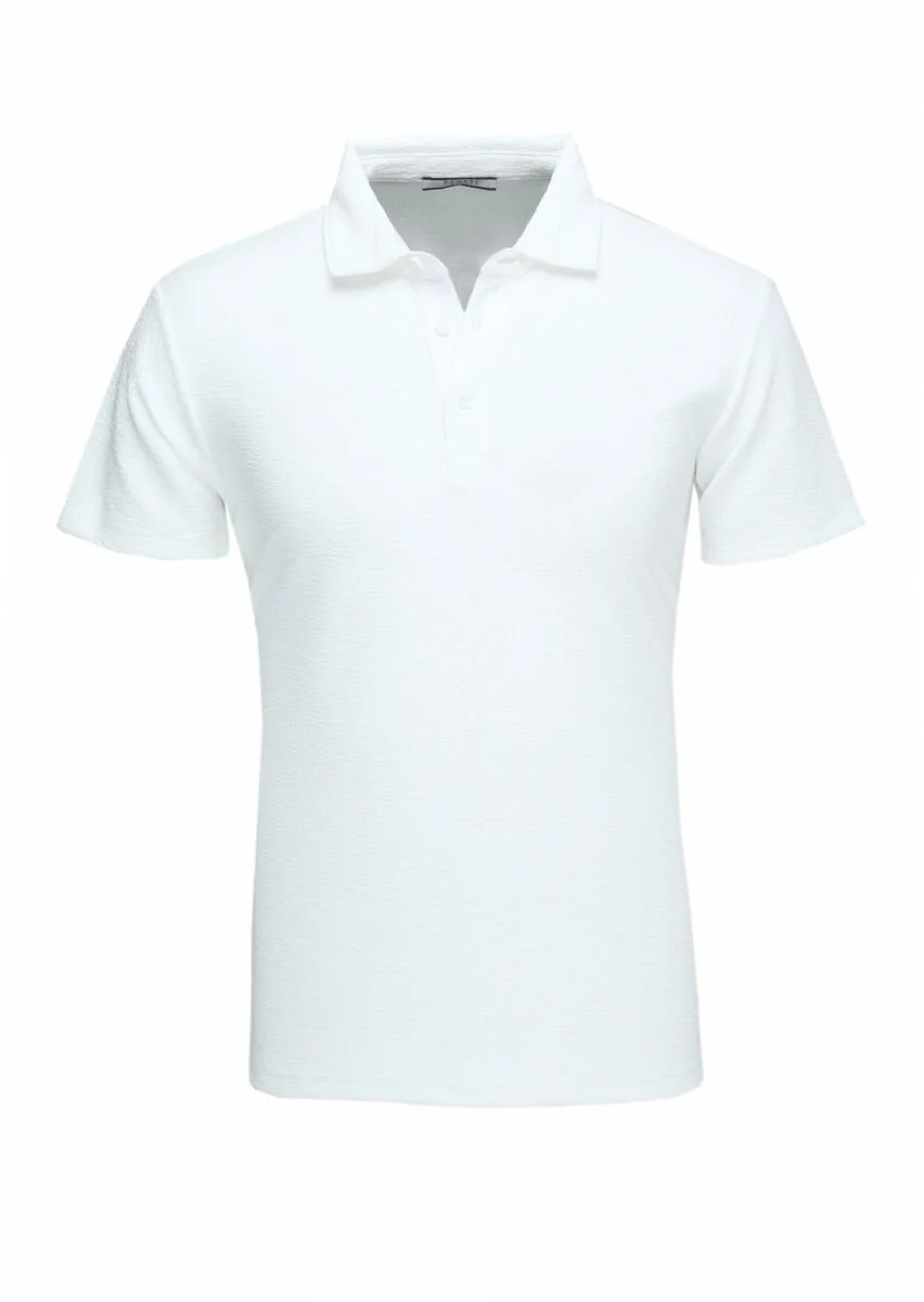 White Polo Neck T-Shirt - 1