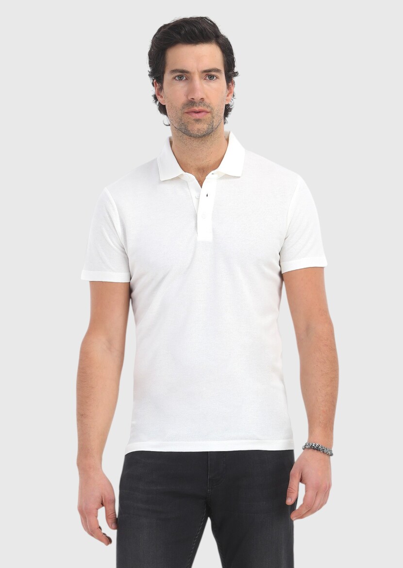 White Polo Neck T-Shirt - 2
