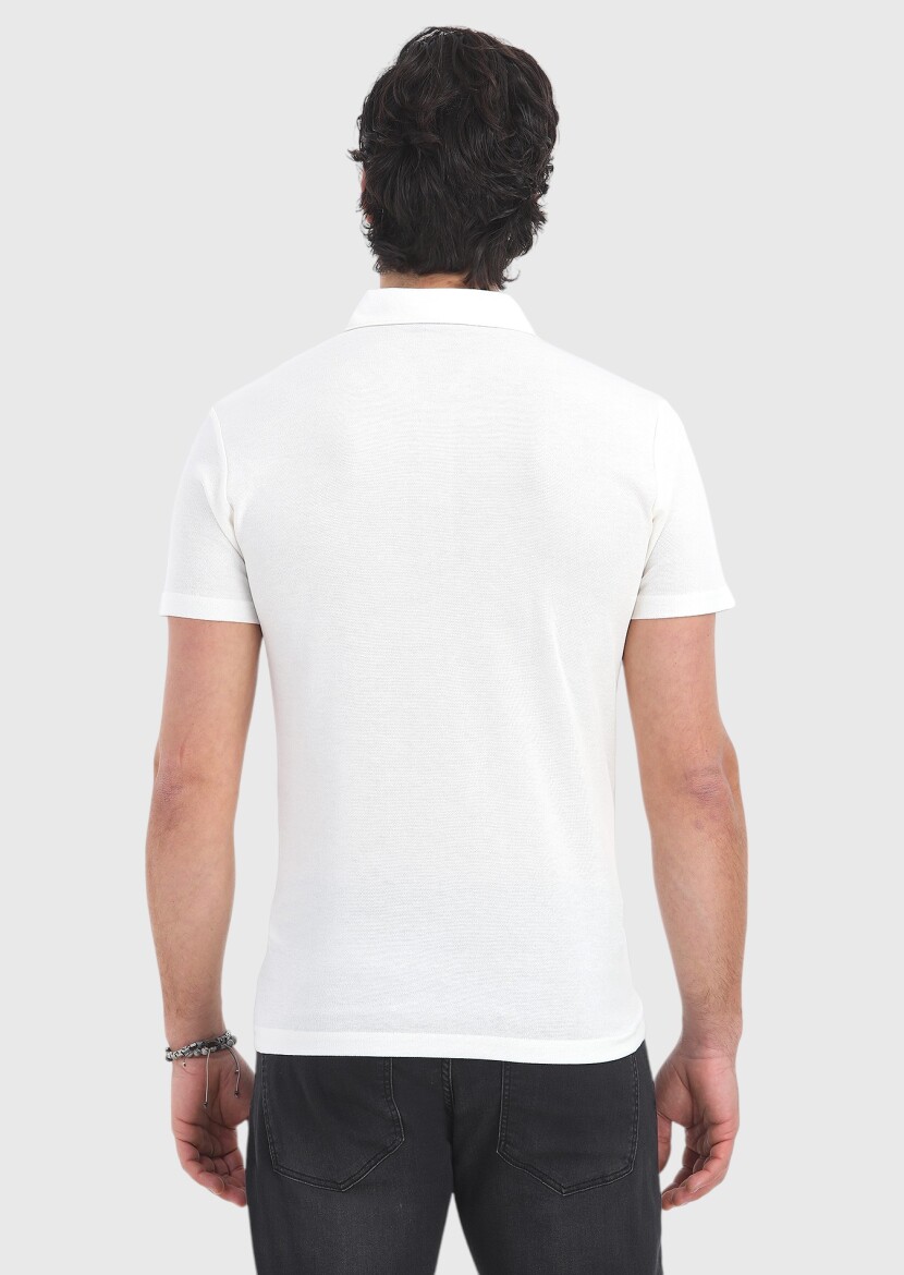 White Polo Neck T-Shirt - 4
