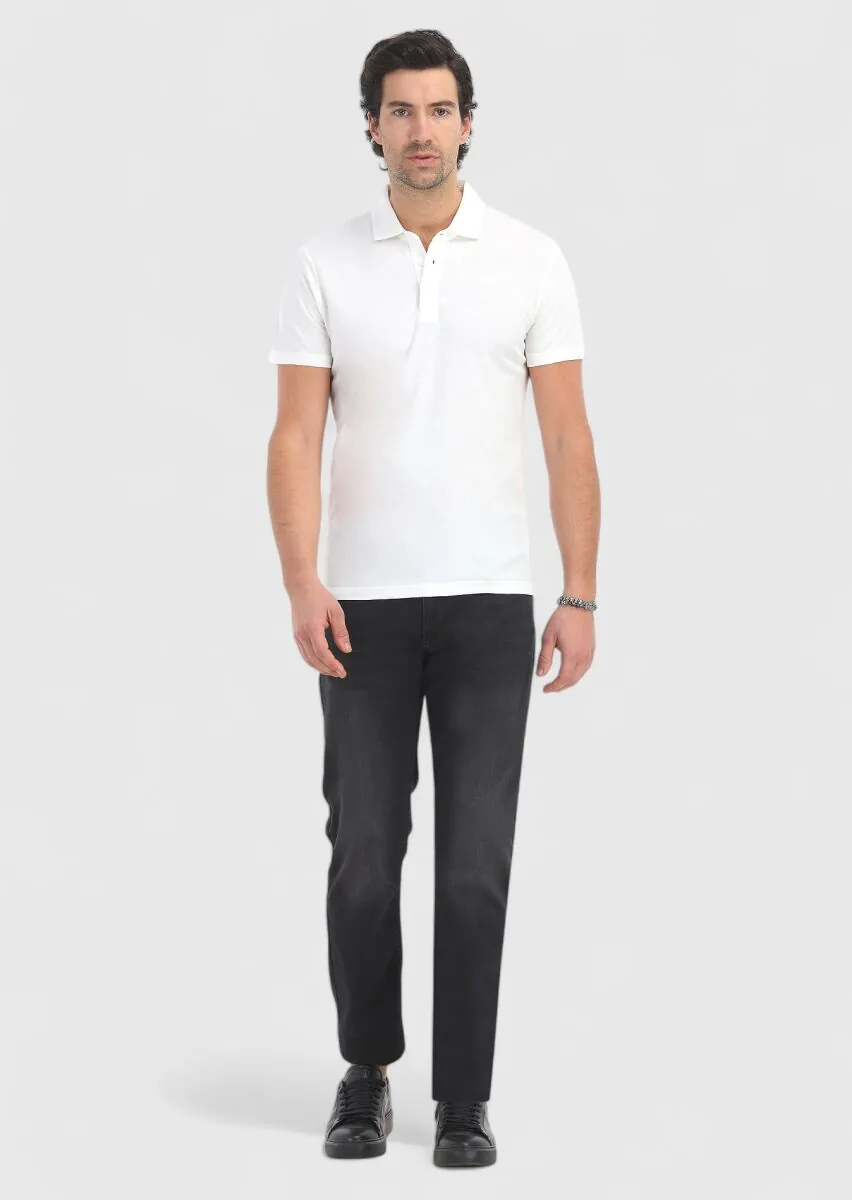 White Polo Neck T-Shirt - 1