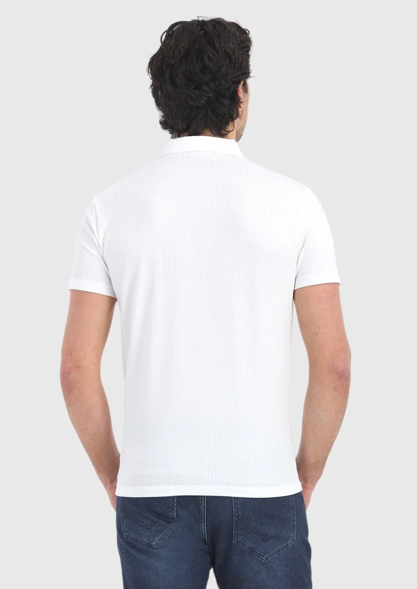White Polo Neck T-Shirt - 4
